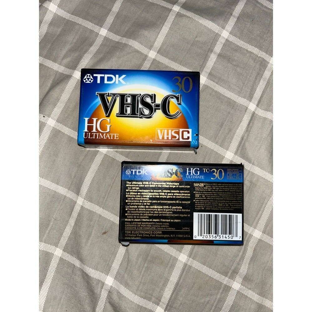 TDK HG  Ultimate  30 VHS-C Blank Camcorder Cassette Tape. NEW sealed. 2 included